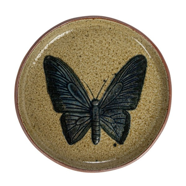 Small Stoneware Plate Set with Insect & Bird Designs (Set of 4)